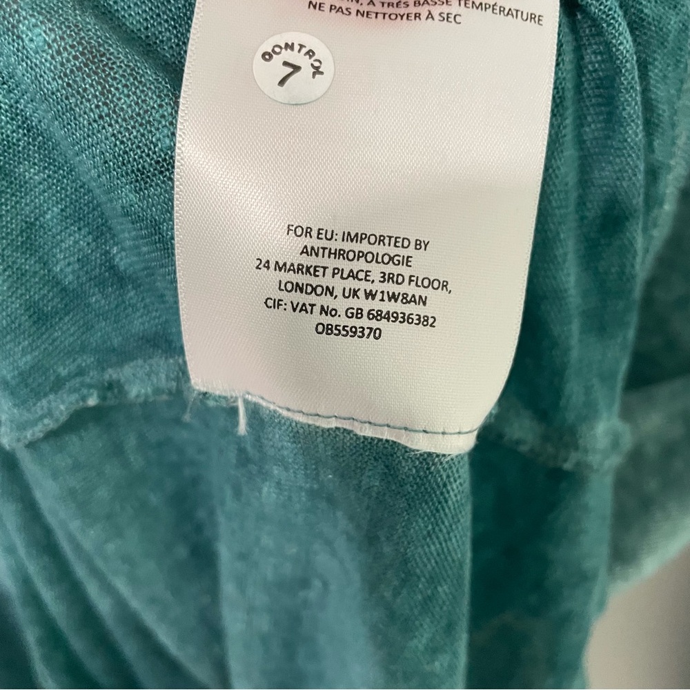 AKEMI + KIN x ANTHROPOLOGIE Amis Yoke Linen Top in Teal - Picture 9 of 9